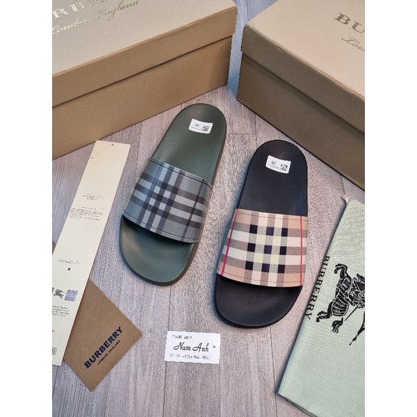 Dép lê quai ngang nam Burbery cao cấp full box