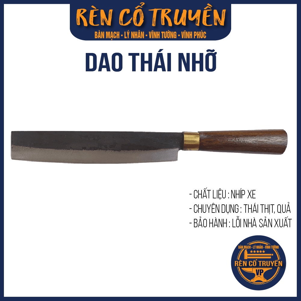 Dao Thái nhỡ nhíp xe ô tô - khâu Inox - cán gỗ chính hãng Lý Nhân