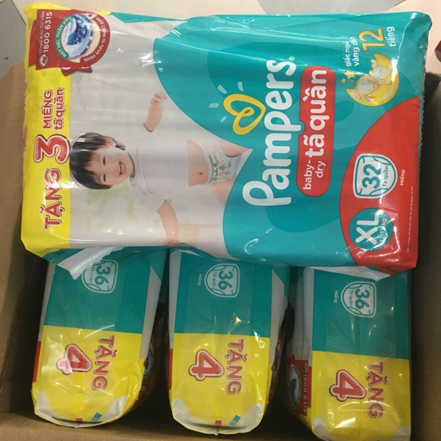 Bỉm Pamper Quần L36,XL 32 (cộng miếng)
