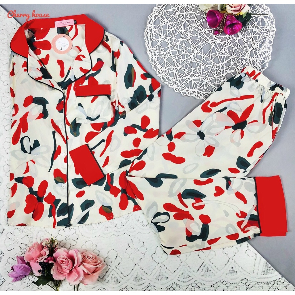Đồ Bộ Pijama Lụa Hàn cao Cấp Mặc Nhà Phối Cổ Sen Mát Mẻ Thoải Mái D12 SWEET HOME | BigBuy360 - bigbuy360.vn