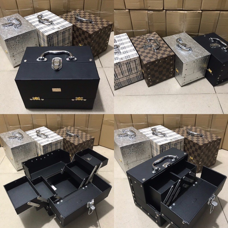 Cốp trang điểm cá nhân 4 mâm size 25cm,hộp đựng dụng cụ mi, phun xăm cá nhân