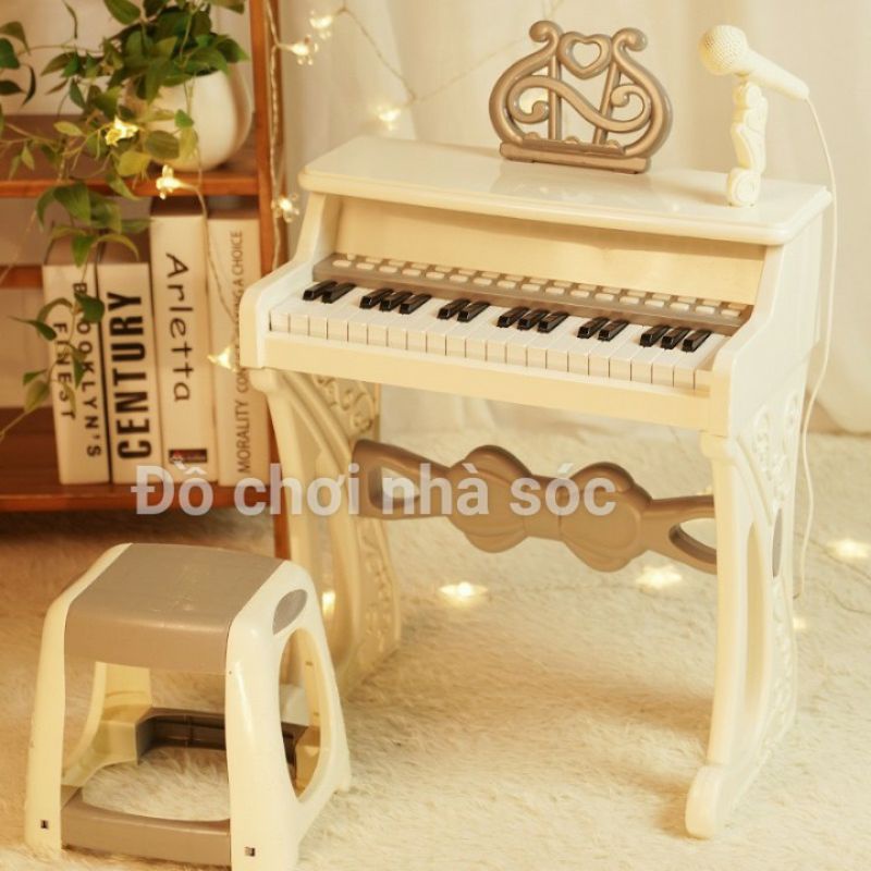 Đồ chơi đàn piano cho bé kèm ghế, mic, kết nối MP3, sạc, thu âm...( phiên bản quốc tế)