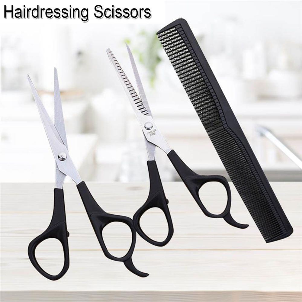 [Hàng mới về] Bộ 3 phụ kiện gồm kéo và lược chải tóc bằng thép không gỉ cao cấp