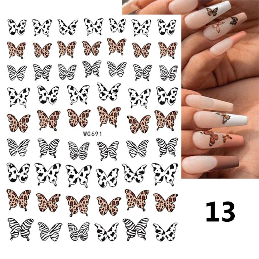 Miếng Dán Trang Trí Móng Tay Họa Tiết Da Báo / Bò Sữa Hoạt Hình Độc Đáo DIY