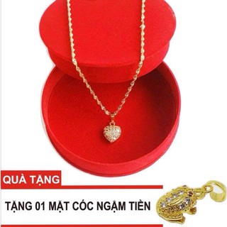 Vòng cổ nữ dây xoắn mặt trái tim đính đá