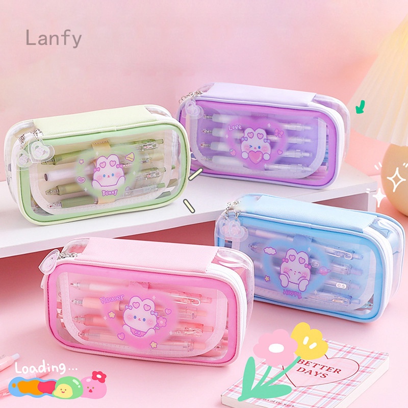 Túi Đựng Bút Trong Suốt Cỡ Lớn Kiểu Nhật Bản Dễ Thương Cho Bạn Gái