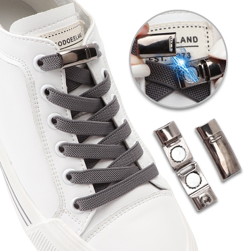 1 Cặp Dây Giày Cao Su Dẹt Rộng 8mm Không Cần Buộc Tiện Dụng