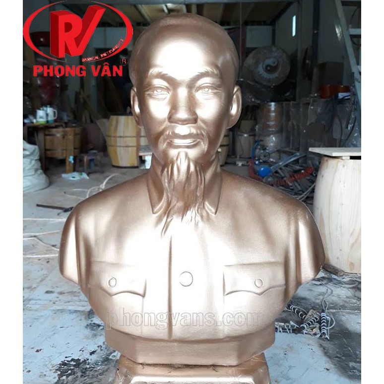 Tượng Bác Hồ thạch cao 70cm sơn nhũ đồng