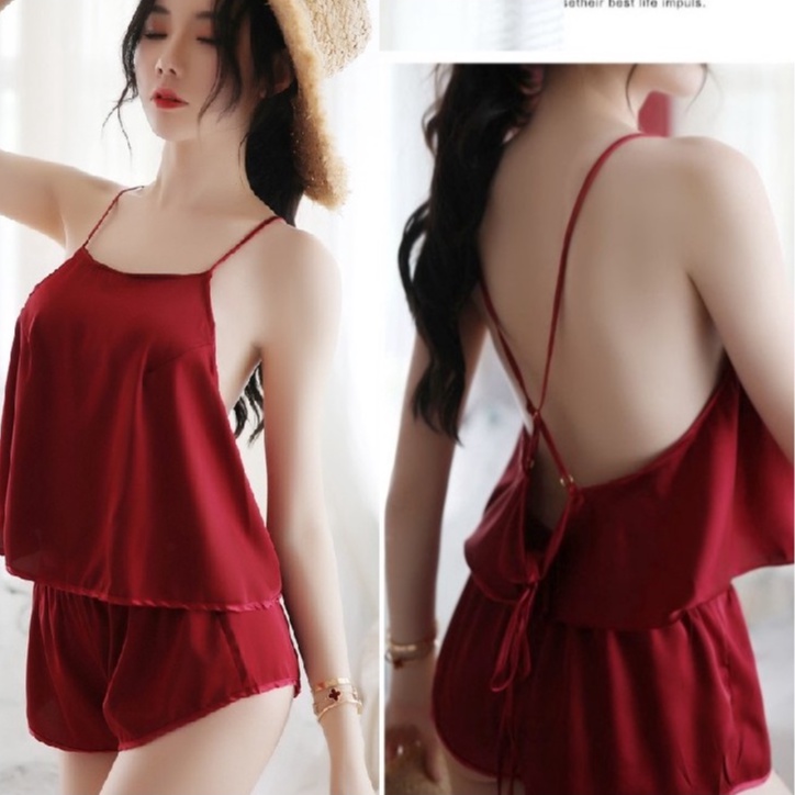 Bộ Ngủ chất phi lụa satin, Bộ Mặc Nhà P1178 hai dây mặc ở nhà cực đẹp.