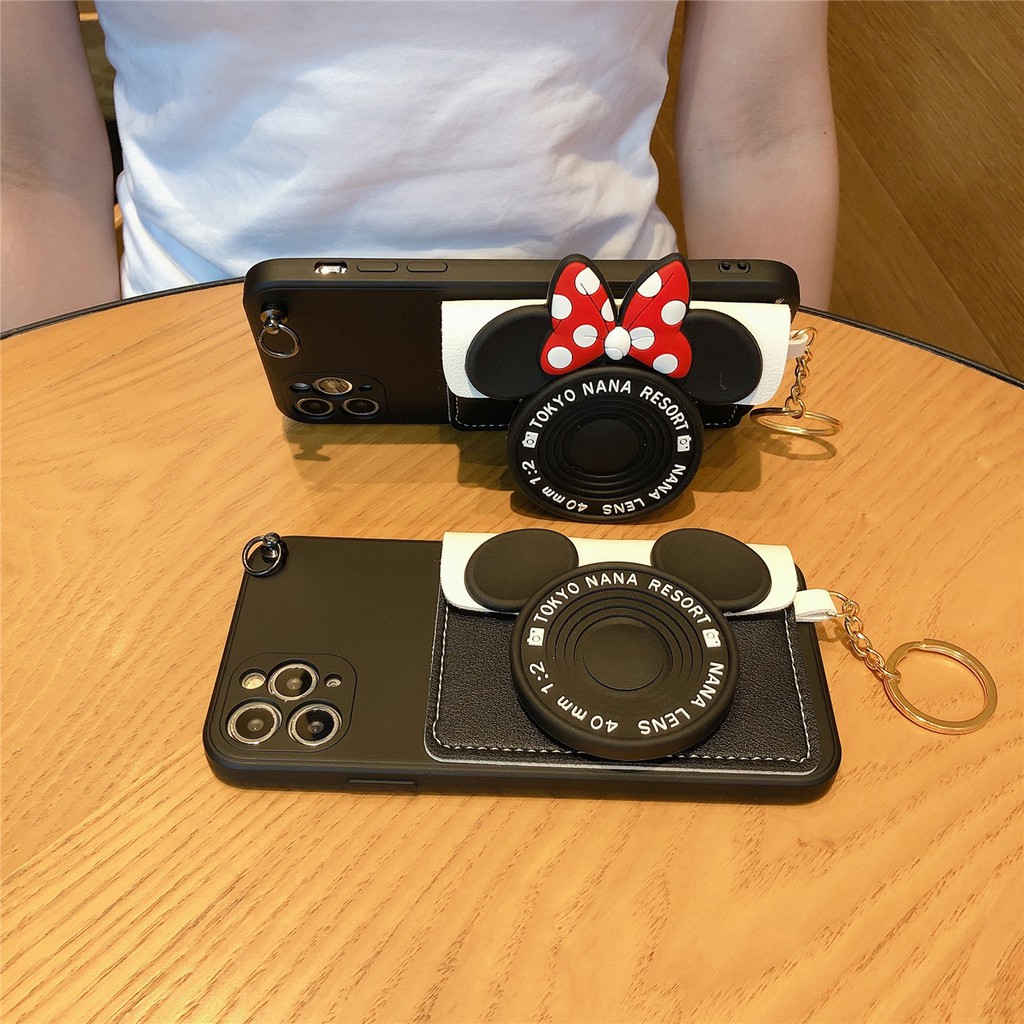 Ốp Điện Thoại Mềm Hình Mickey Minnie Có Ngăn Đựng Thẻ Cho IPhone7 7 + 8 8 + xr x / xs