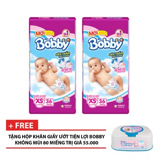 Bộ 2 tã dán bobby size xs 36