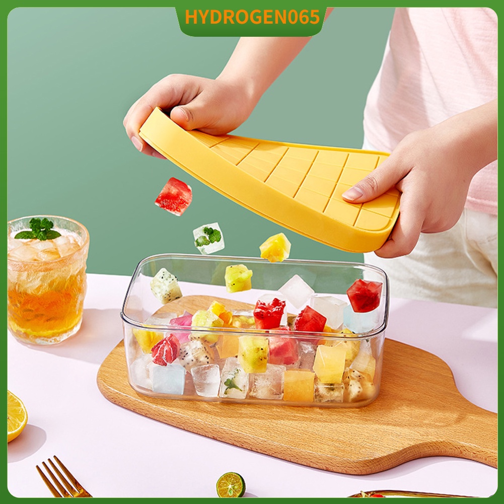 Khuôn làm đá silicone Dễ dàng nhả 32 Ngăn Đá Khay Thùng có nắp đậy để uống lạnh Cà phê sữa chua Rượu Hydrogen065