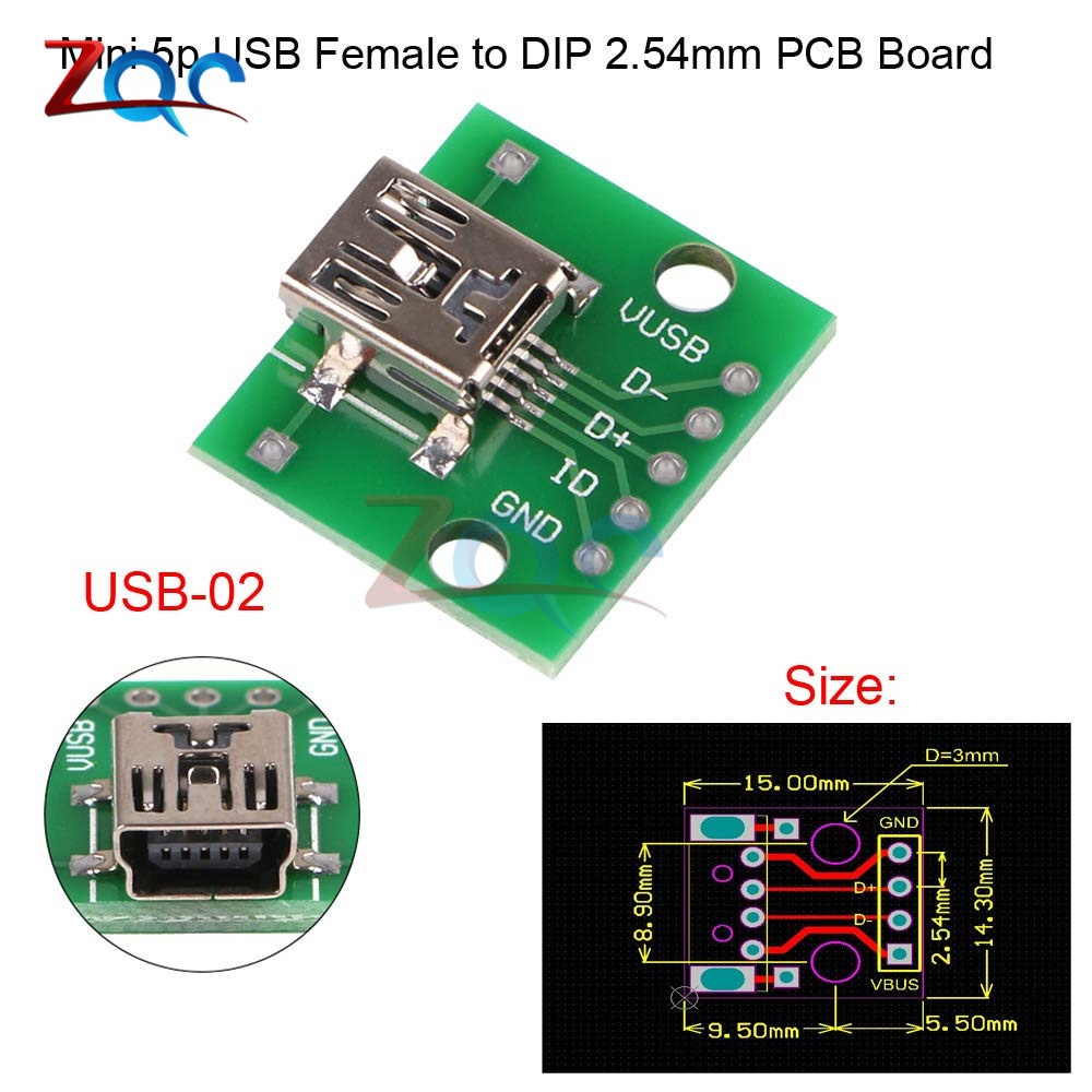 Set 10 Bảng Mạch Chuyển Đổi Micro Usb / Mini Usb / Usb / Usb A / B / 2.0 / 3.0 Male / Female 2.54mm Dip Pcb 10 Cái