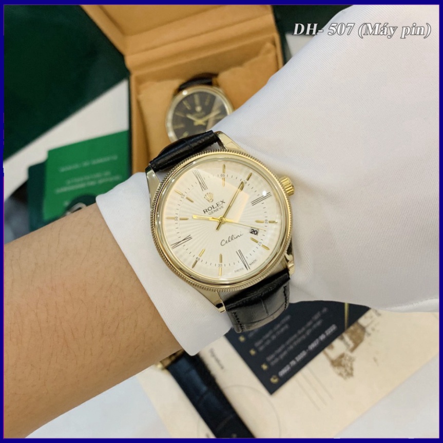 Đồng hồ nam Rolex mặt tròn classic dây da cao cấp bảo hành 12 tháng free ship toàn quốc