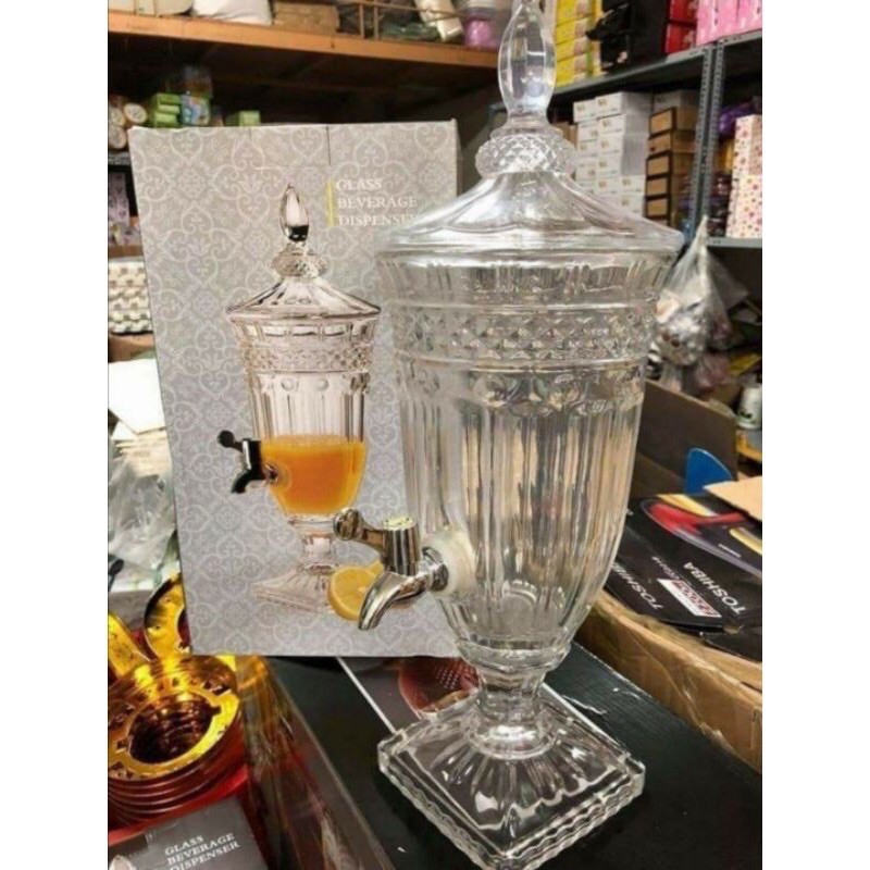 Bình Thủy Tinh Cao Cấp Đựng Rượu, Đựng Nước Hoa Quả Có Vòi 3L, 4.5L
