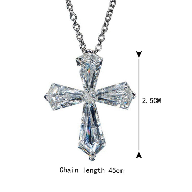 vòng cổ Mặt Thánh Giá Đính Đá Kim Cương 100% 925