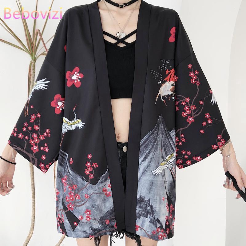 Áo Khoác Kimono Họa Tiết Chim Hạc Thời Trang Cho Nữ | BigBuy360 - bigbuy360.vn