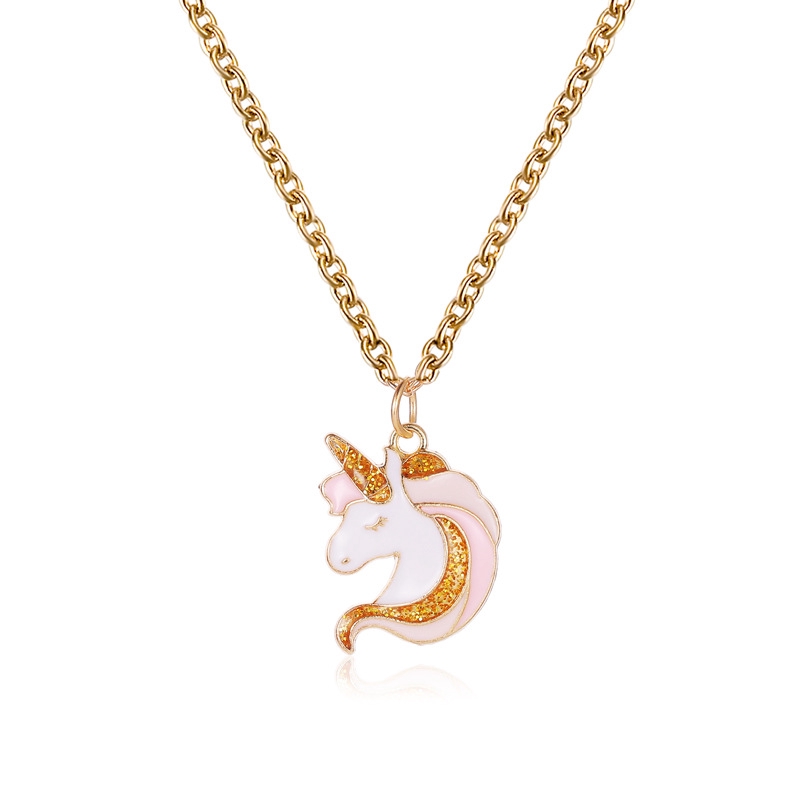 New Cartoon Unicorn Multicolor Necklace Bracelet Ring Women 's Jewelry