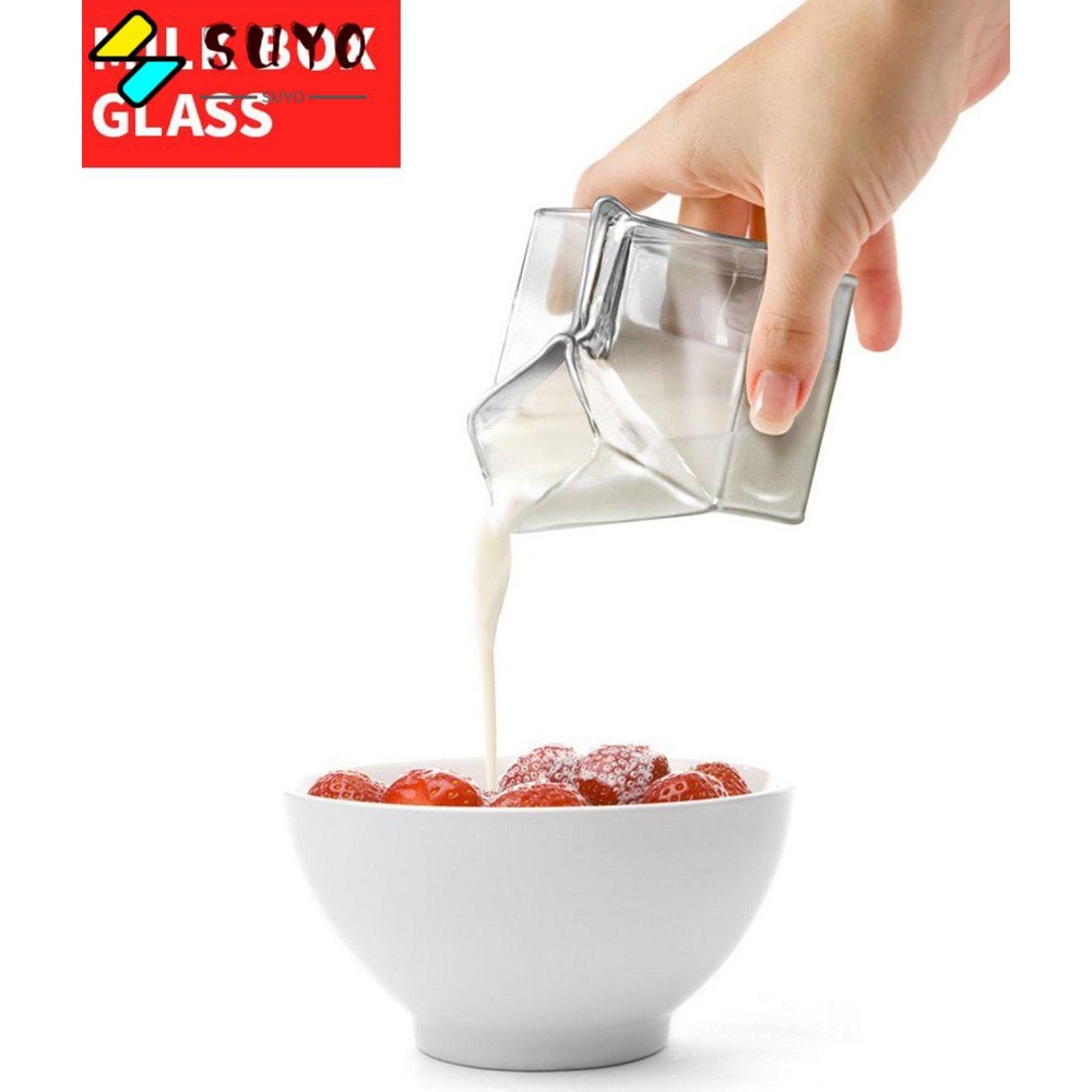 Ly thủy tinh hình dạng hộp sữa chịu nhiệt tốt an toàn tiện dụng cho nhà bếp