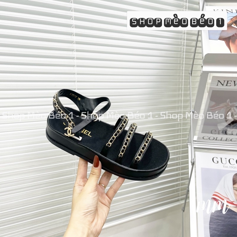 Sandal cn ba quai xích ngang đế bằng fullbox