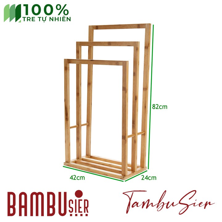 [BAMBOO] Giá phơi khăn tắm 3 tầng bằng tre tự nhiên cao cấp - kệ phơi khăn tắm khăn mặt quần áo [ATLAN-33]