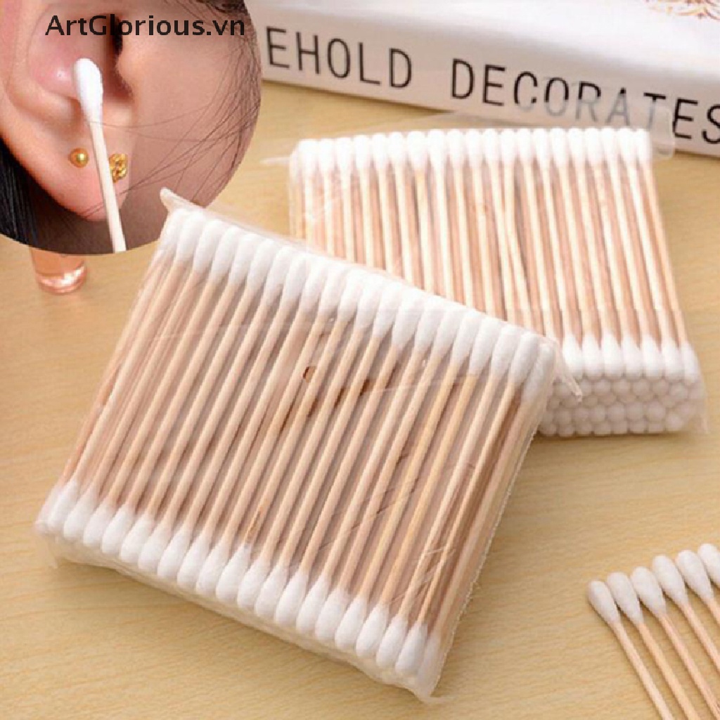 Set 100 Tăm Bông Cotton Hai Đầu Sử Dụng Một Lần