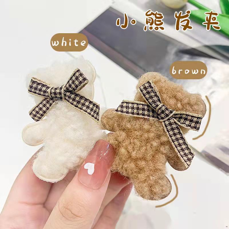 Kẹp tóc hình gấu bông hoạt hình đáng yêu thời trang thu đông cho bé gái