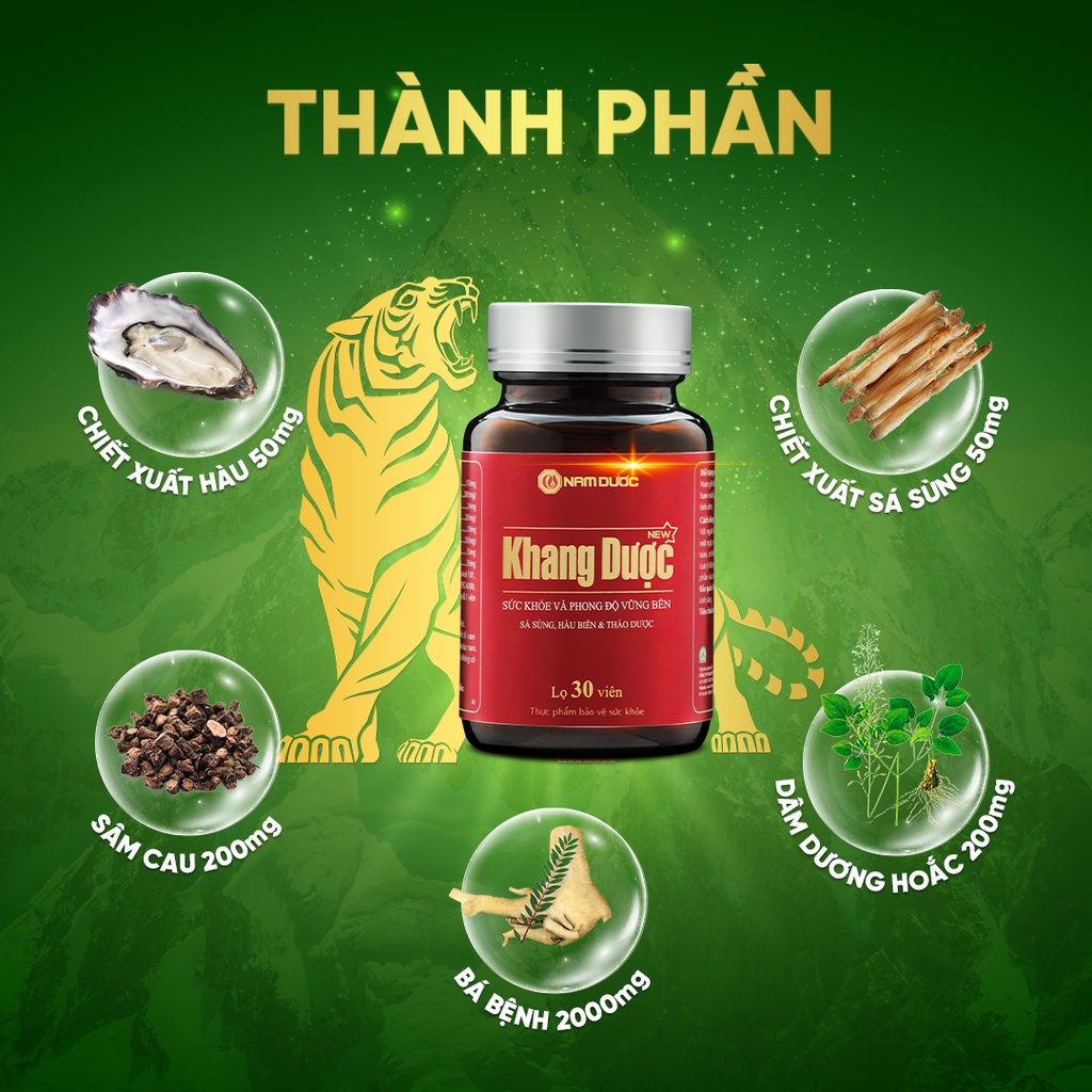 Khang Dược Tăng Cường Sinh Lý Nam, Hàu Biển, Bá Bệnh, Sâm Cau Giúp Bổ Thận Tráng Dương, Bền Bỉ Và Dẻo Dai 30 viên/hộp