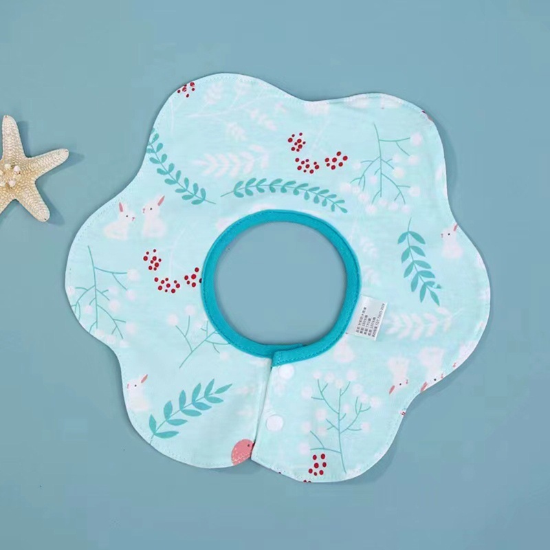 Yếm Ăn Cotton Dệt Kim Thoáng Khí Chống Nước Xoay 360 Độ Dễ Thương Cho Bé