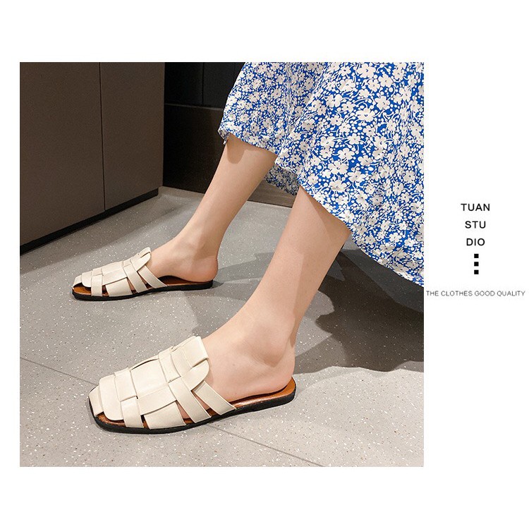 Có sẵn dép nữ- Xả kho 3 ngày- sục nữ đan dây mũi vuông đế bò mẫu mới