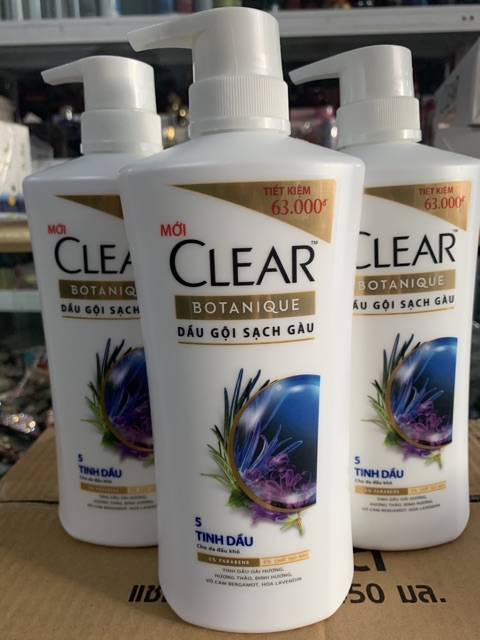 Dầu gội sạch gầu CLEAR 5 tinh dầu 630g cho da đầu khô