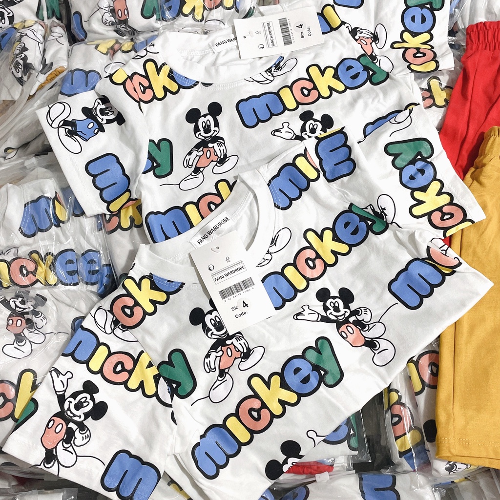 A785- SET 2 BỘ MICKY QUẦN ĐỎ VÀNG