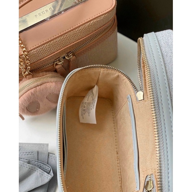 Túi hộp cốp trống Pedro boxy tweed kèm ví lông siêu xinh