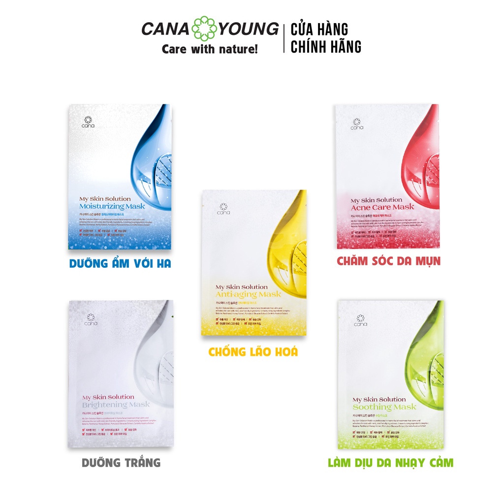 Mặt Nạ Giấy Chăm Sóc Da Toàn Diện Giúp Dưỡng Trắng, Cấp Ẩm Từ 100% Thiên Nhiên Hàn Quốc Cana My Skin Solution
