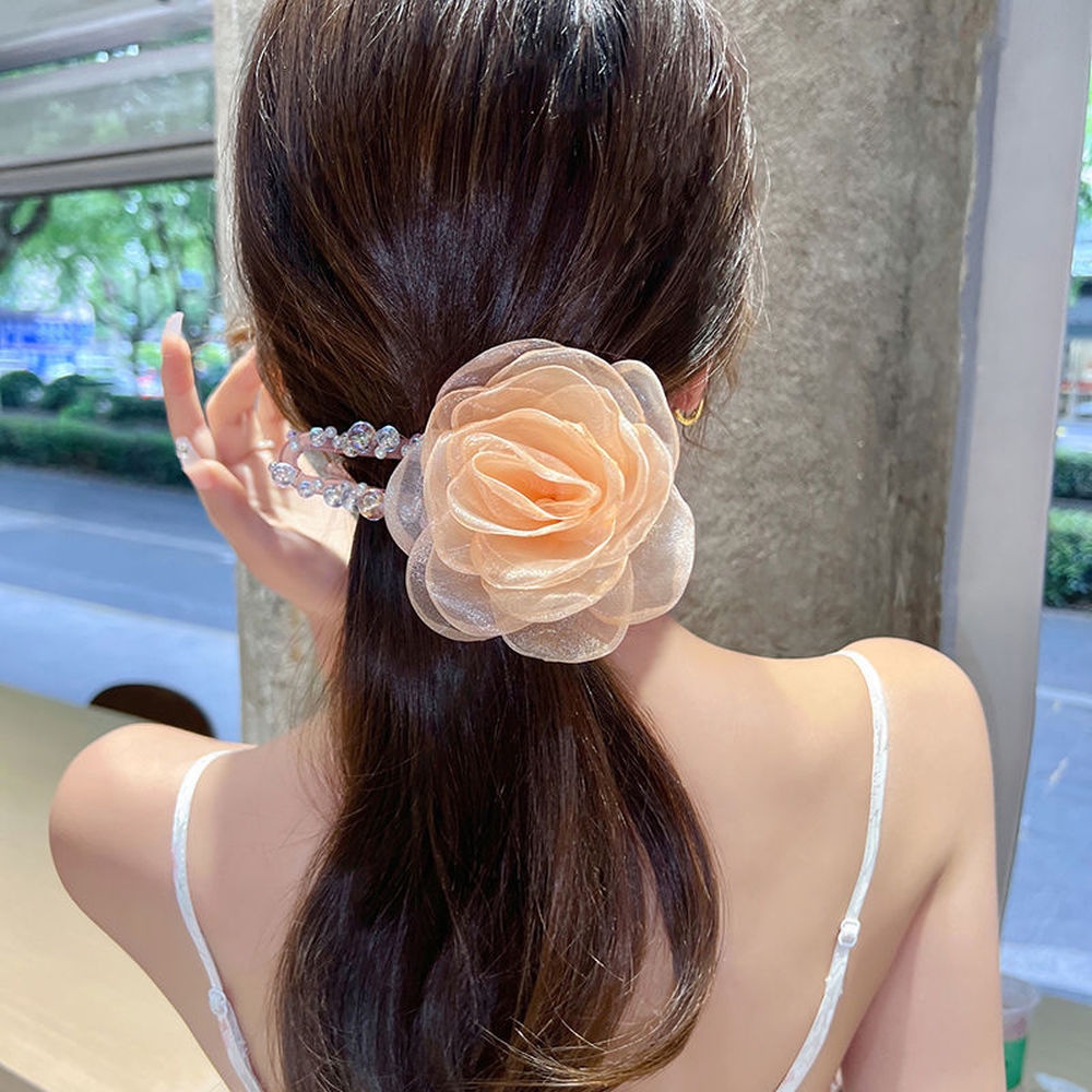 Kẹp Tóc Đính Hạt Hình Hoa Phong Cách Hàn Quốc Thanh Lịch Mới Cho Nữ