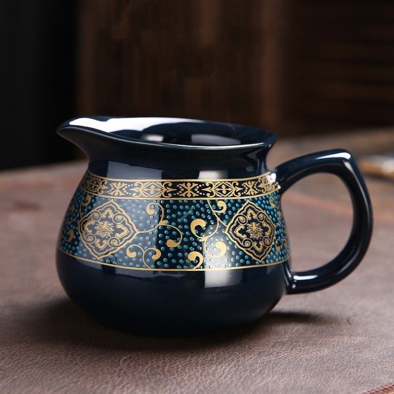 Bộ ấm chén pha trà thác nước sm001 – xanh đen trắng (Sản phẩm 100% như hình ảnh)