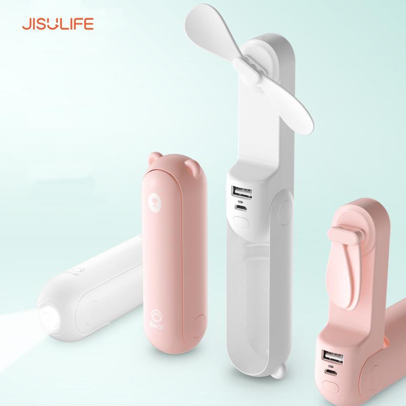 Quạt mini cầm tay đa năng hình gấu Bear kiêm đèn pin - sạc dự phòng tiện dụng Jisulife F8 | BigBuy360 - bigbuy360.vn