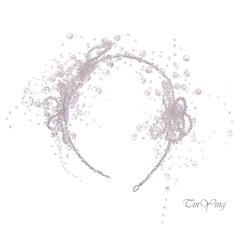 Băng đô cài tóc GETNOIVAS đính hạt pha lê handmade thời trang dự tiệc cho nữ