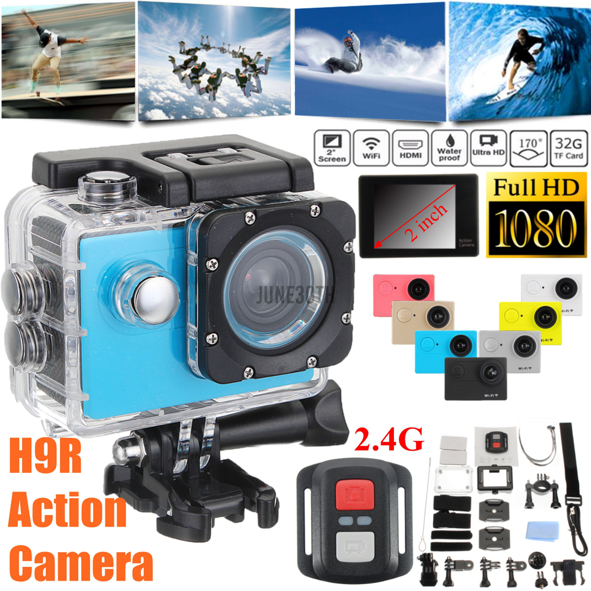 Camera Hành Trình H9R 2 '' Ultra 4k Hd 1080p 170 ° Wide Wifii (7 Màu)