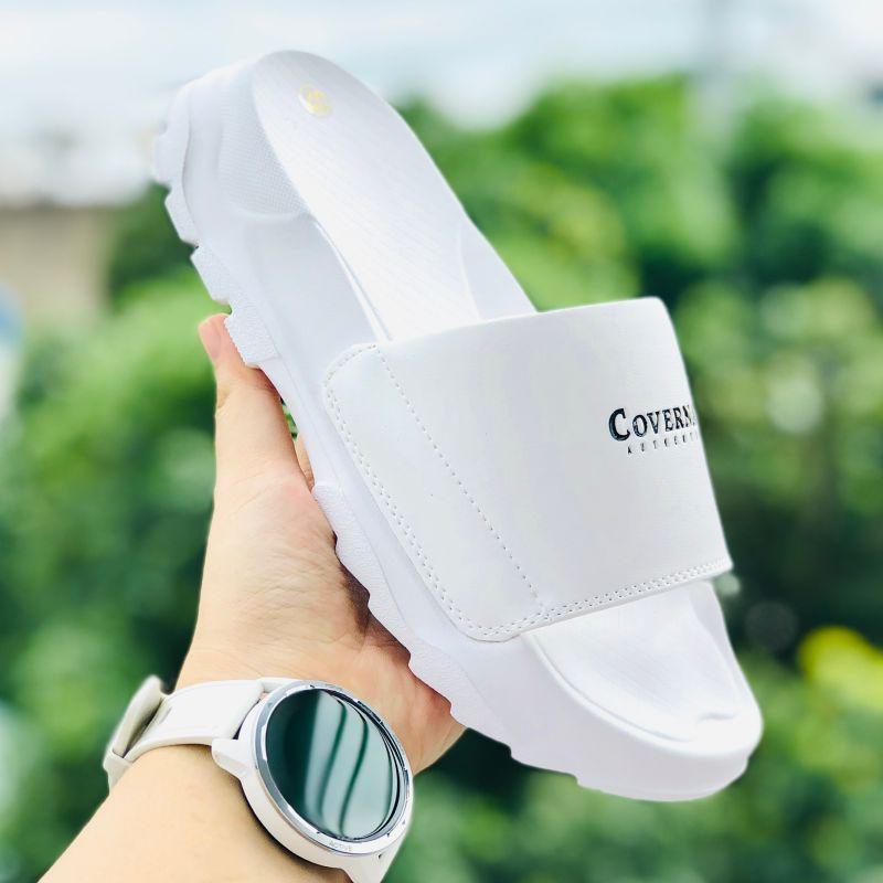 Dép 𝐂𝐎𝐕𝐄𝐑𝐍𝐀𝐓 ❤️FREESHIP + HỘP❤️ dép thể thao quai ngang nam nữ Covernat đế độn 4cm có tem mác, bao bì màu trắng