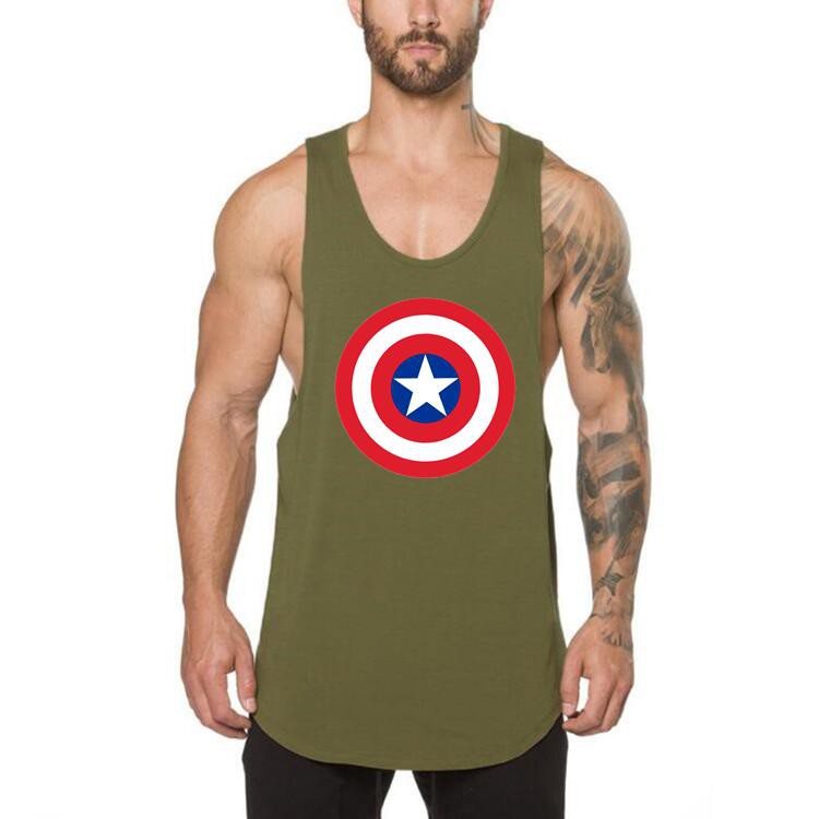 Áo thun 3 lỗ in biểu tượng Captain American cho nam