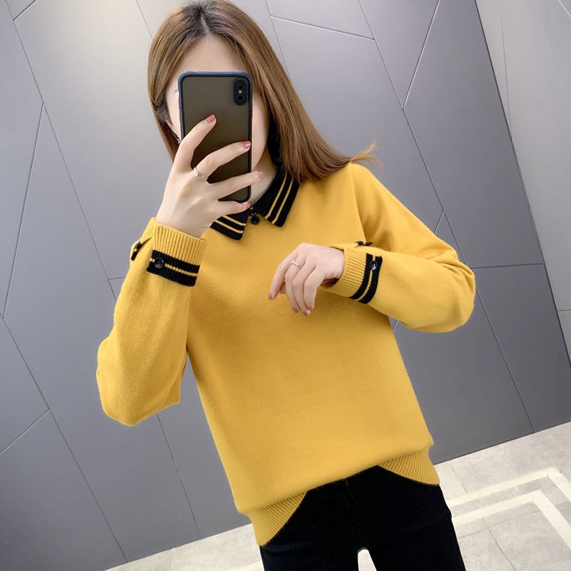 Áo sweater dệt kim dáng rộng thời trang cho phụ nữ trung niên
