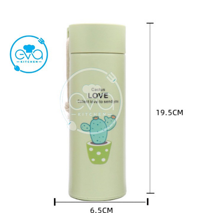 Bình Đựng Nước Lõi Thuỷ Tinh Bọc Nhựa Lúa Mạch Cách Nhiệt Xương Rồng Succulents 450 Ml BGN08