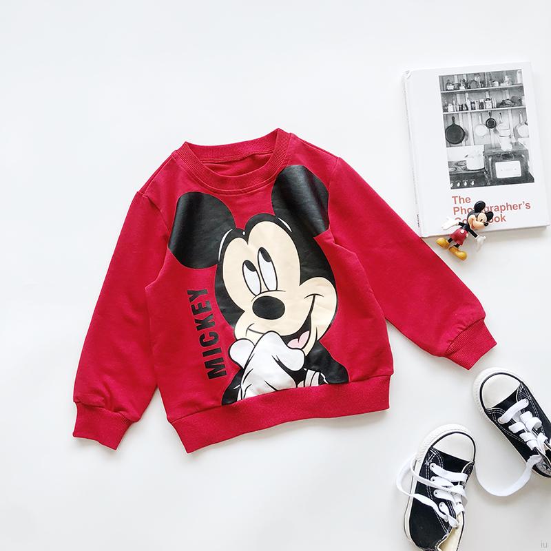 Áo Nỉ Tay Dài In Họa Tiết Chuột Mickey Minnie Đáng Yêu Cho Bé