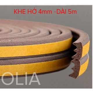(Xả Hàng)5 mét-9x4mm-Ron Cao Su Dán Khe Hở Cửa Ngăn Bụi, Muỗi Giảm Âm-NÂU- Gioăng dán cửa cao su OLIA