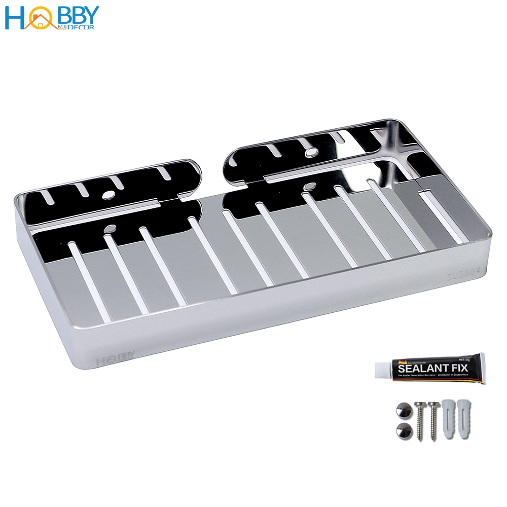 Kệ đựng xà phòng HOBBY Home Decor SB6 Inox 304 dán tường gạch men hoặc khoan tường - loại lớn cao cấp