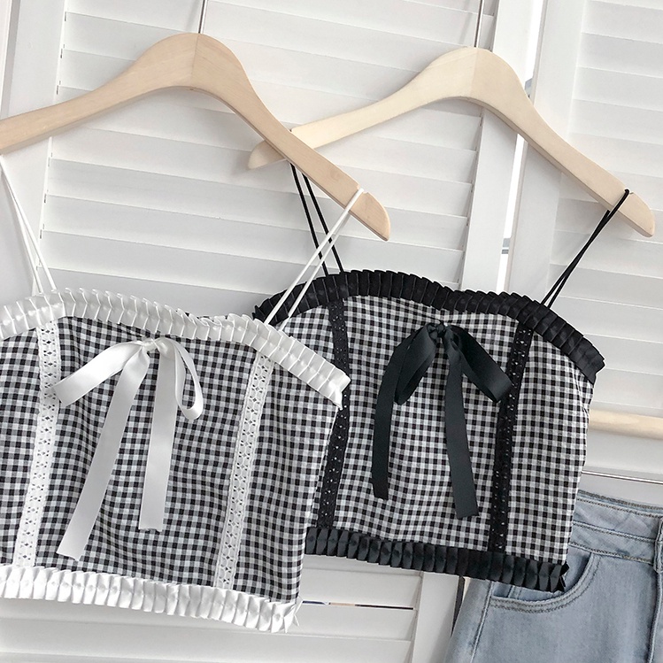 SUXI Áo Hai Dây Dáng Ôm Kẻ Sọc Caro Thời Trang Mùa Hè Quyến Rũ Cho Nữ