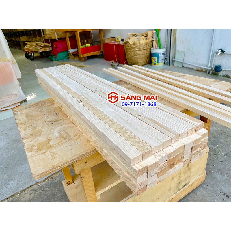 [MS136] Thanh gỗ thông 2cm x 3cm x dài 150cm + láng mịn 4 mặt