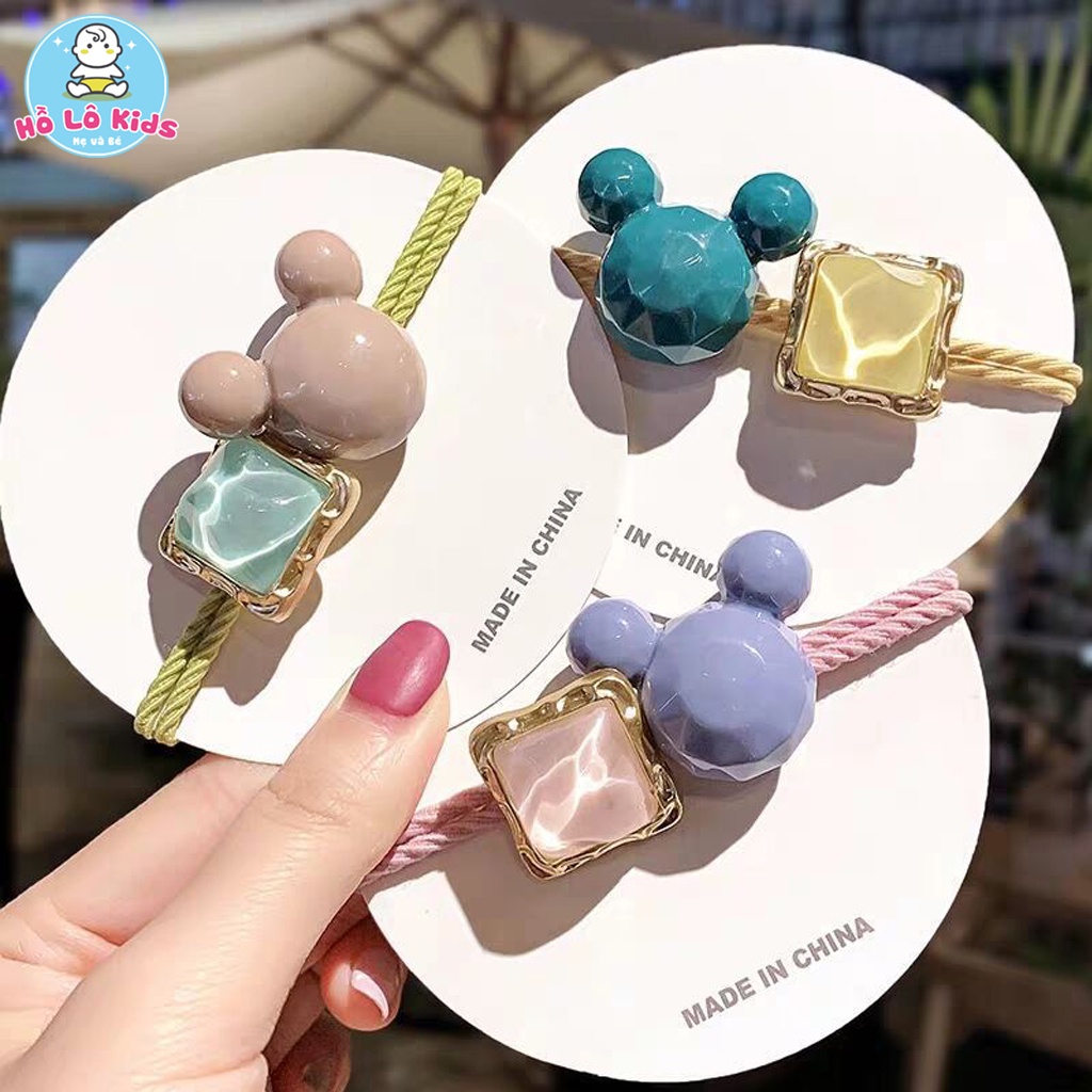 Dây cột tóc tai gấu đính đá ngộ nghĩnh đáng yêu nhiều màu sắc Hồ Lô Kids