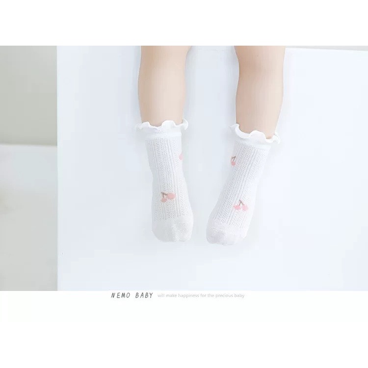 Tất hè bé gái họa tiết ren hoa quả, chính hãng Nemo Baby